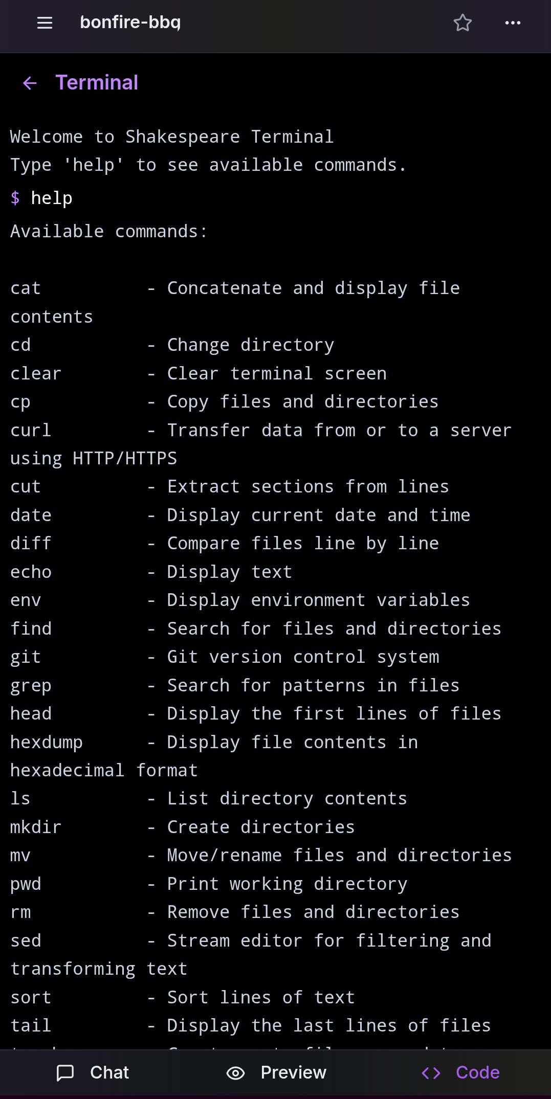 Terminal interface on mobile